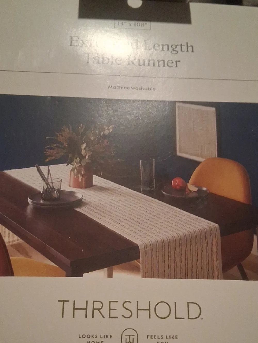 NWT Threshold Extended Length Cotton Striped Table Runner 14